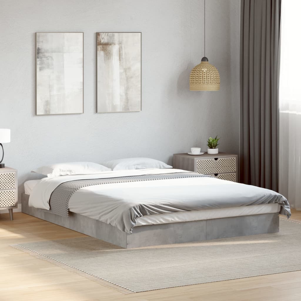 Bed Frame Concrete Grey 120x200 cm Engineered Wood