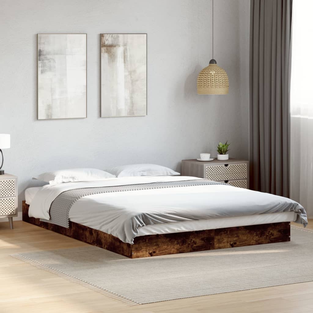 Bed Frame Smoked Oak 120x200 cm Engineered Wood