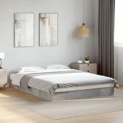 Bed Frame Concrete Grey 140x190 cm Engineered Wood