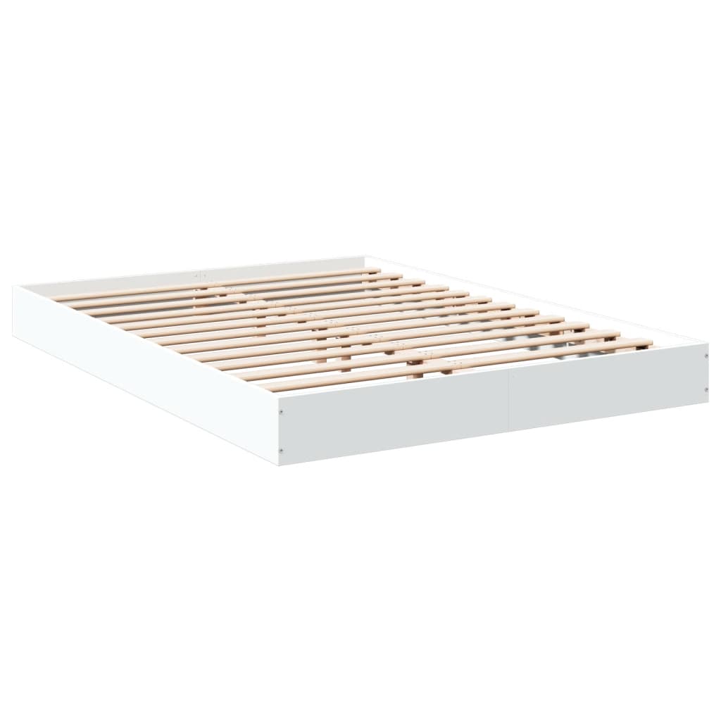 Bed Frame White 135x190 cm Double Engineered Wood