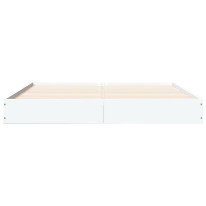 Bed Frame White 135x190 cm Double Engineered Wood