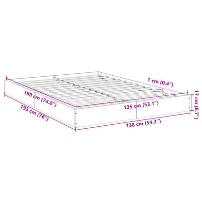 Bed Frame White 135x190 cm Double Engineered Wood