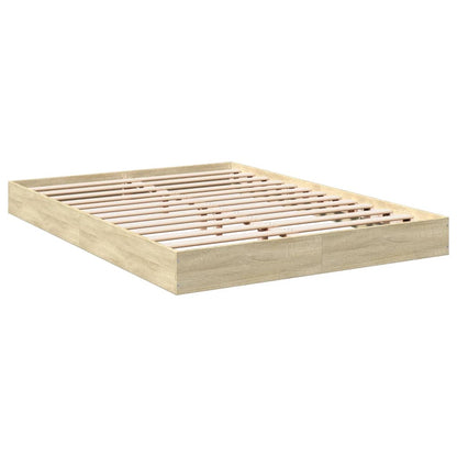 Bed Frame Sonoma Oak 135x190 cm Double Engineered Wood