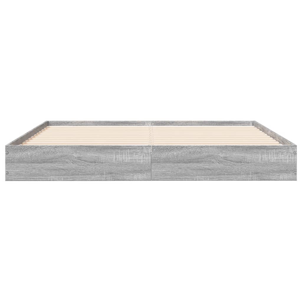 Bed Frame Grey Sonoma 135x190 cm Double Engineered Wood