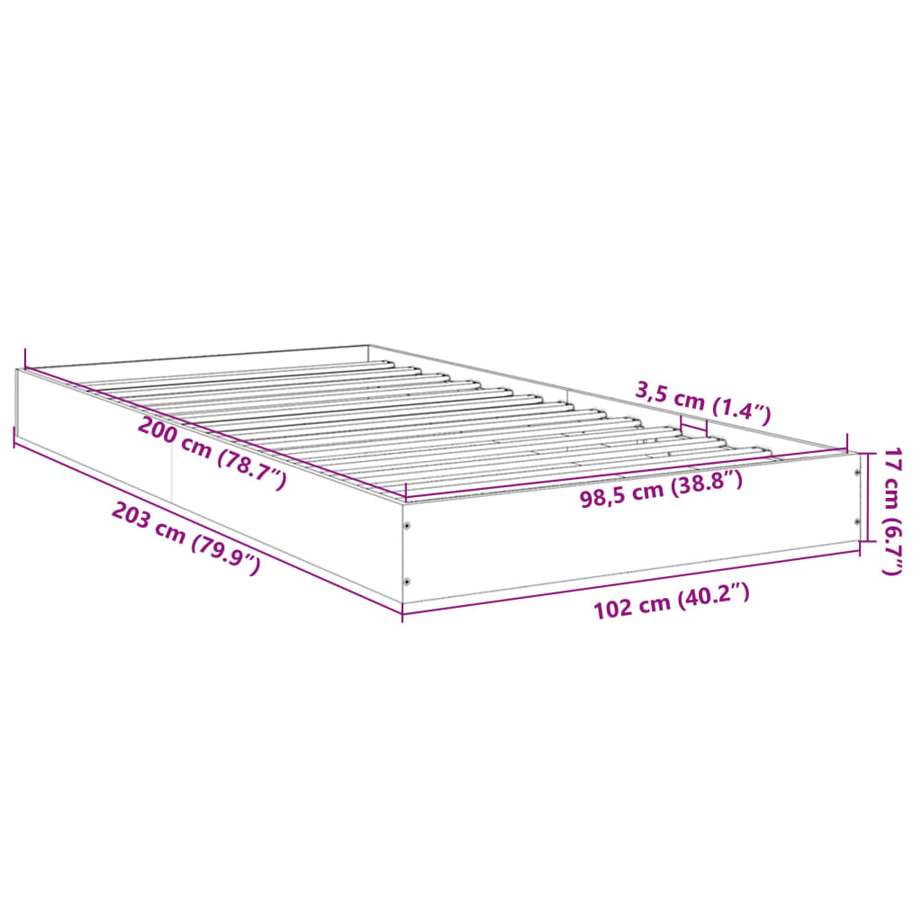 Bed Frame White 100x200 cm Engineered Wood