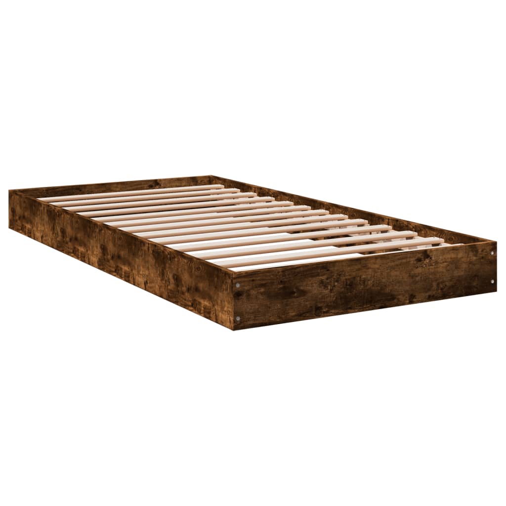 Bed Frame Smoked Oak 100x200 cm Engineered Wood