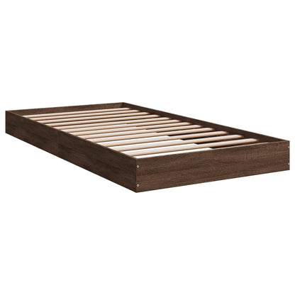 Bed Frame Brown Oak 100x200 cm Engineered Wood