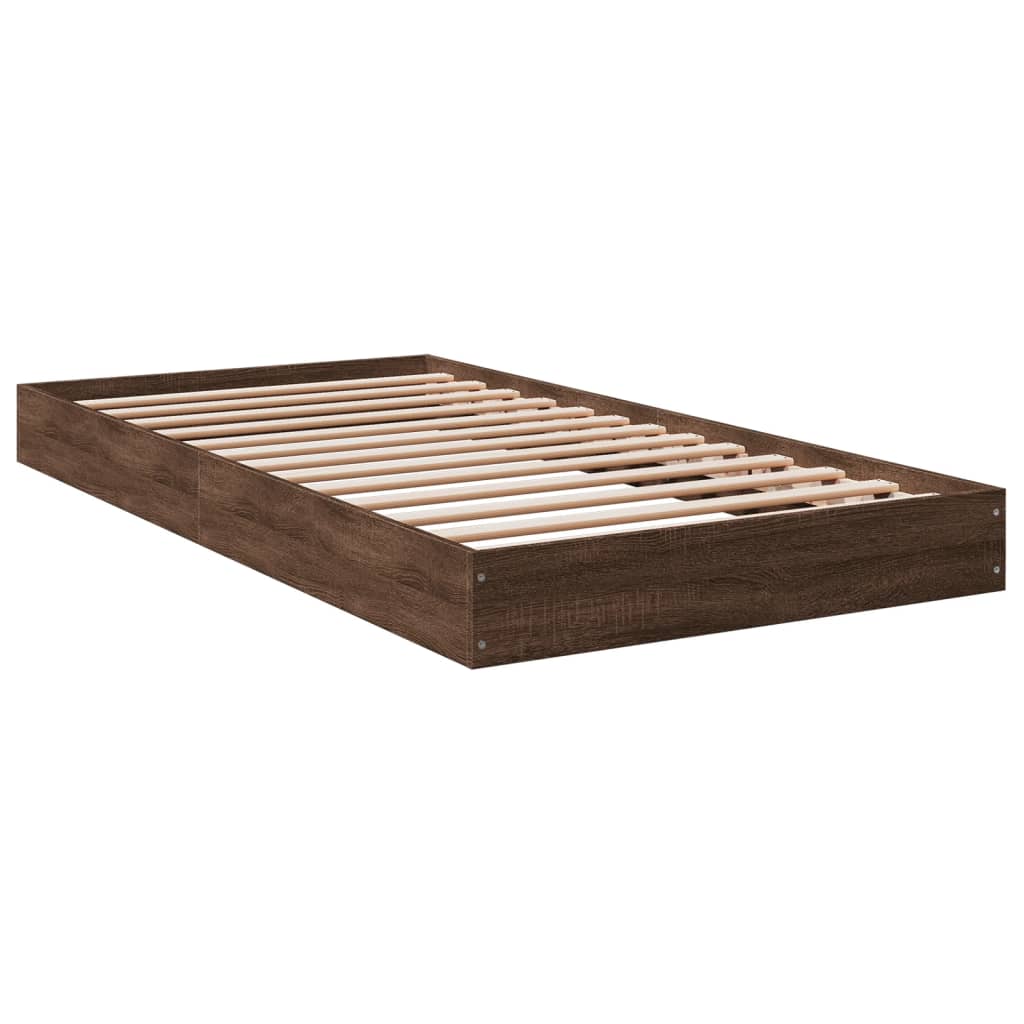 Bed Frame Brown Oak 100x200 cm Engineered Wood