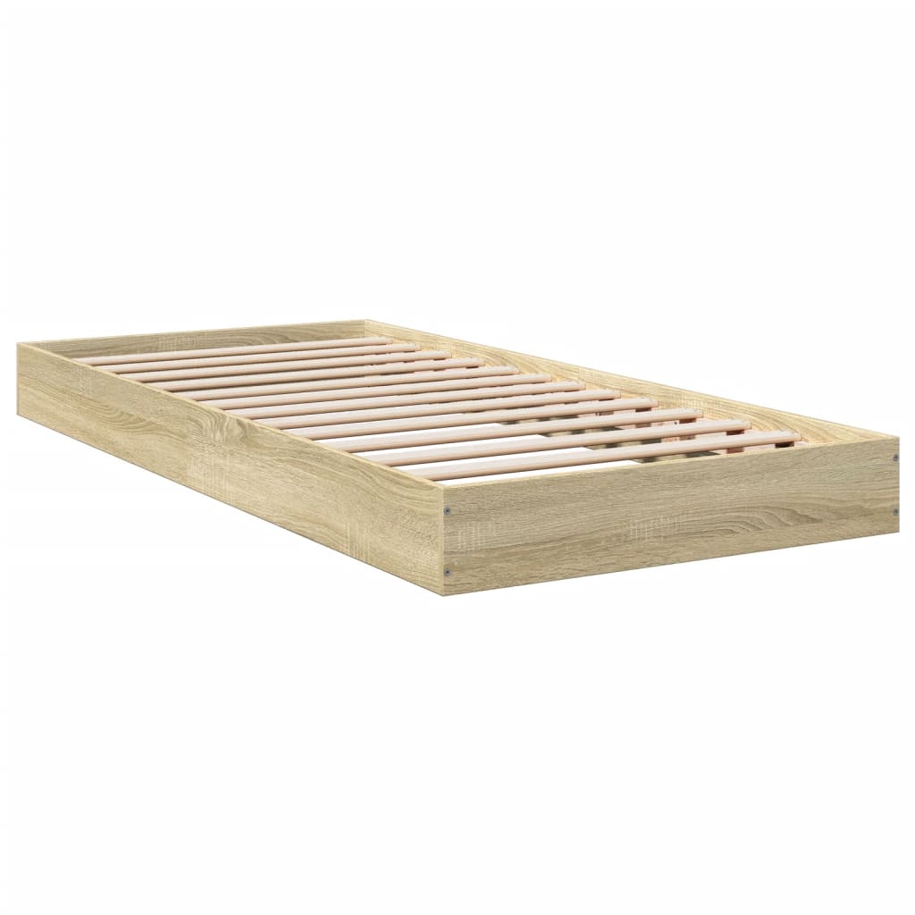 Bed Frame without Mattress Sonoma Oak 90x200 cm Engineered Wood