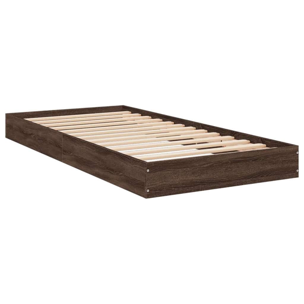 Bed Frame Brown Oak 90x200 cm Engineered Wood