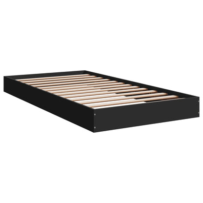 Bed Frame Black 90x190 cm Single Engineered Wood