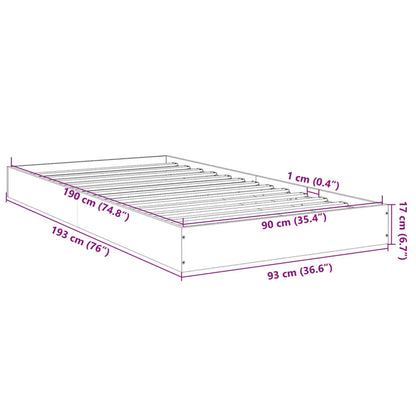 Bed Frame Concrete Grey 90x190 cm Single Engineered Wood