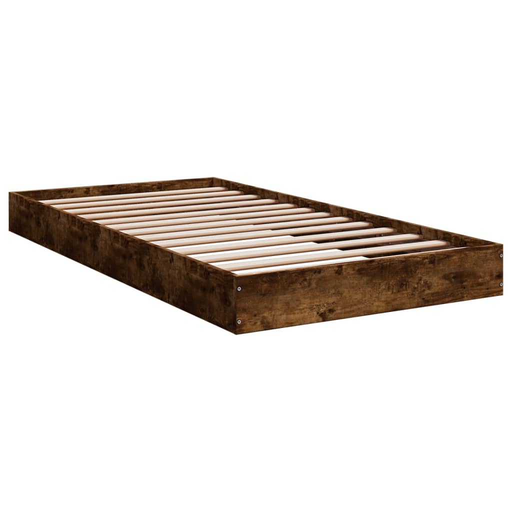 Bed Frame Smoked Oak 90x190 cm Single Engineered Wood