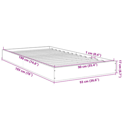 Bed Frame Grey Sonoma 90x190 cm Single Engineered Wood