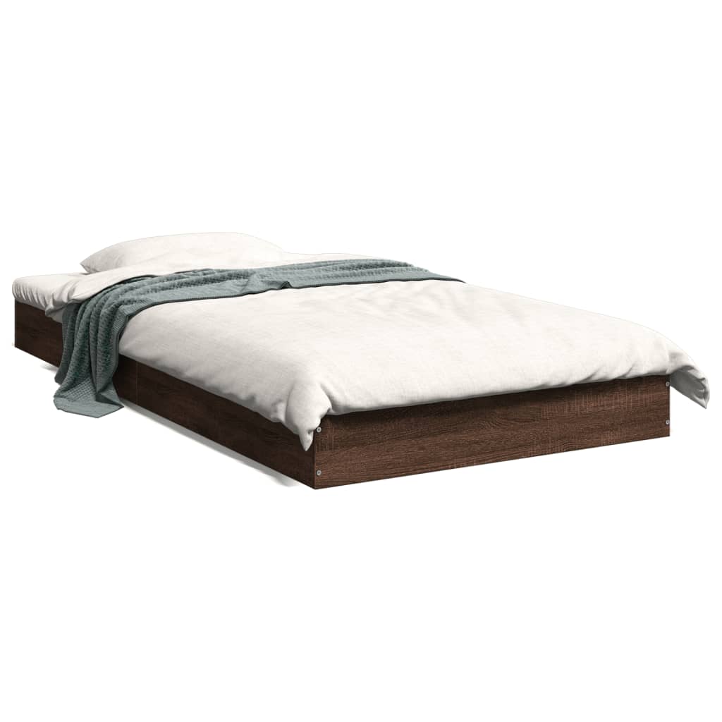 Bed Frame without Mattress Brown Oak 90x190 cm Single Engineered Wood