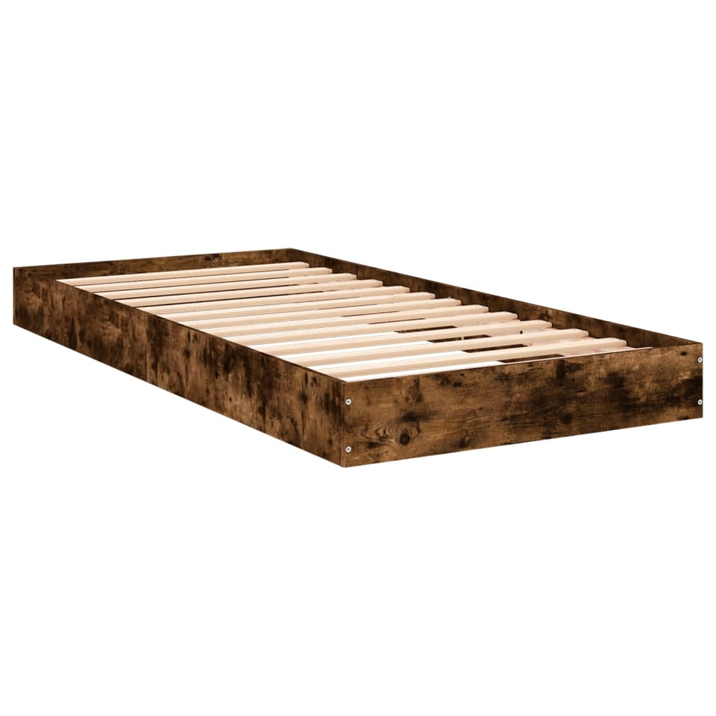 Bed Frame Smoked Oak 75x190 cm Small Single Engineered Wood