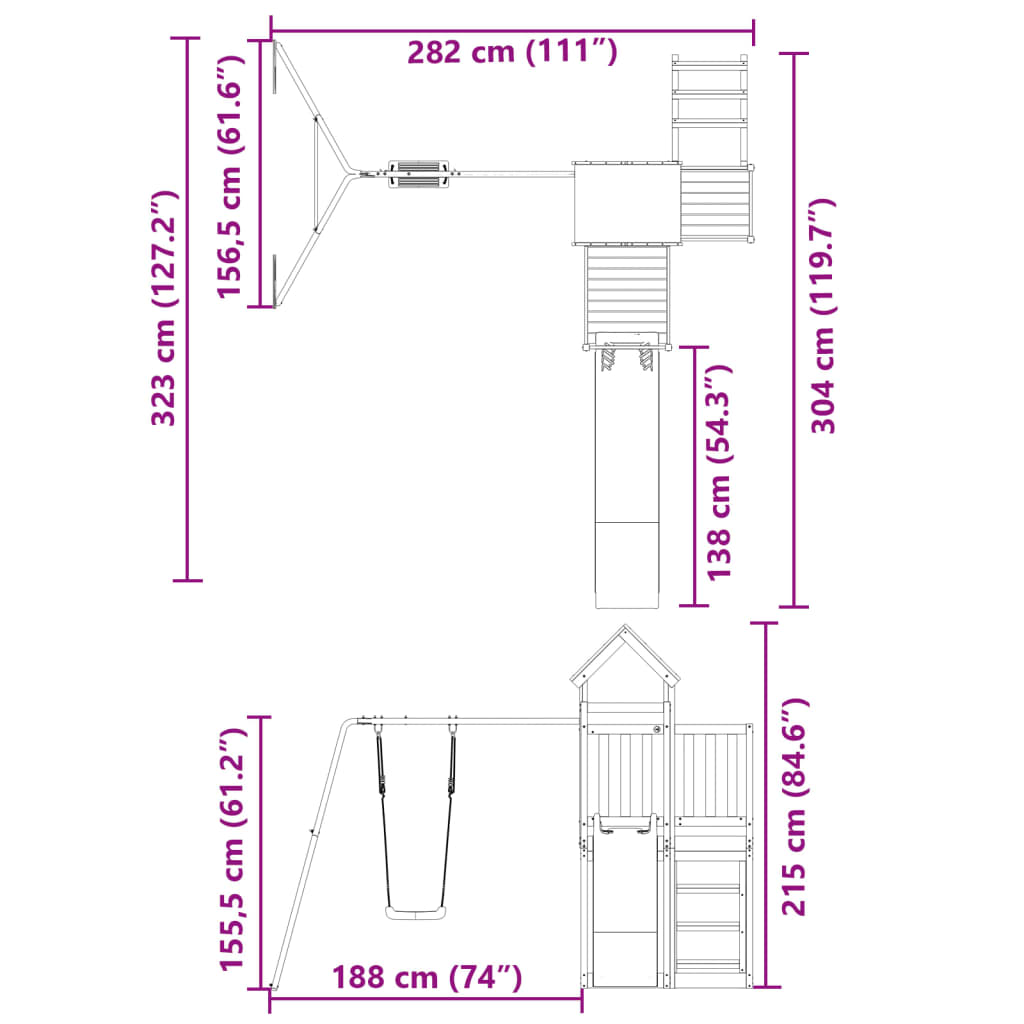 Outdoor Playset Solid Wood Pine