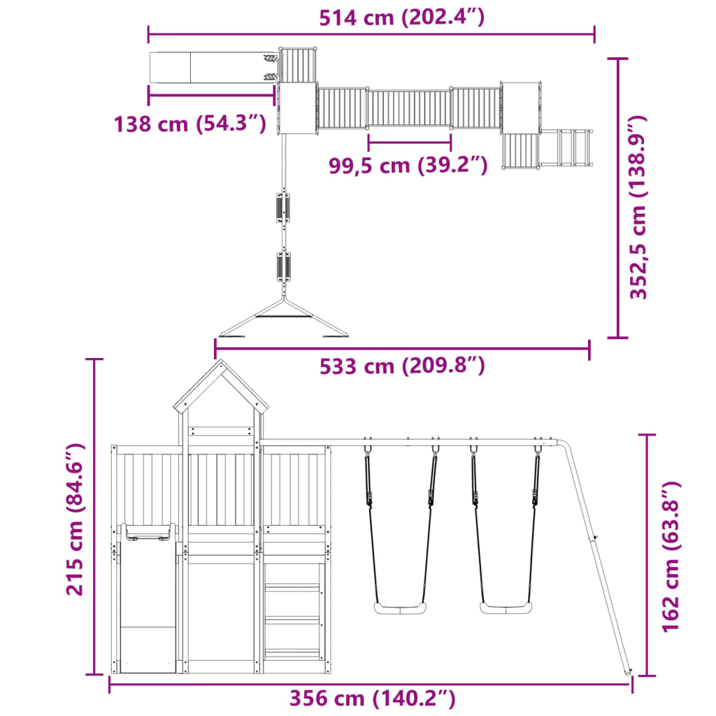 Outdoor Playset Solid Wood Pine