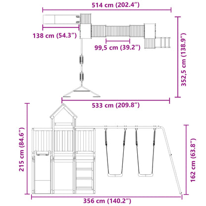 Outdoor Playset Solid Wood Pine