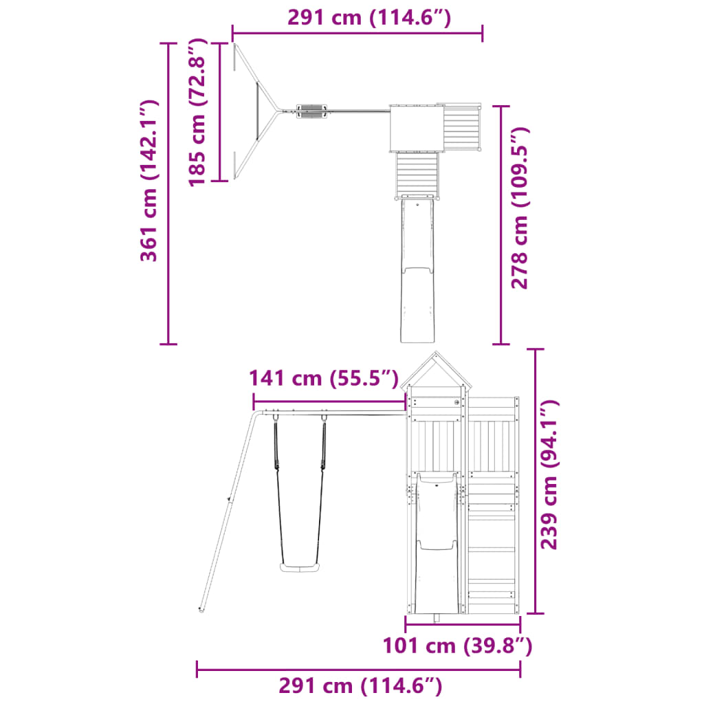 Outdoor Playset Solid Wood Douglas