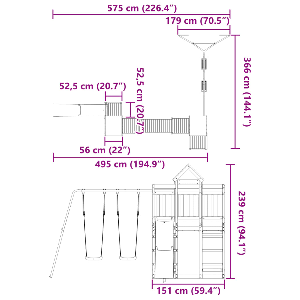 Outdoor Playset Solid Wood Pine