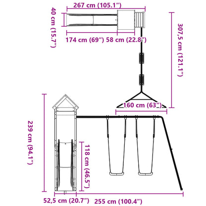 Outdoor Playset Solid Wood Pine