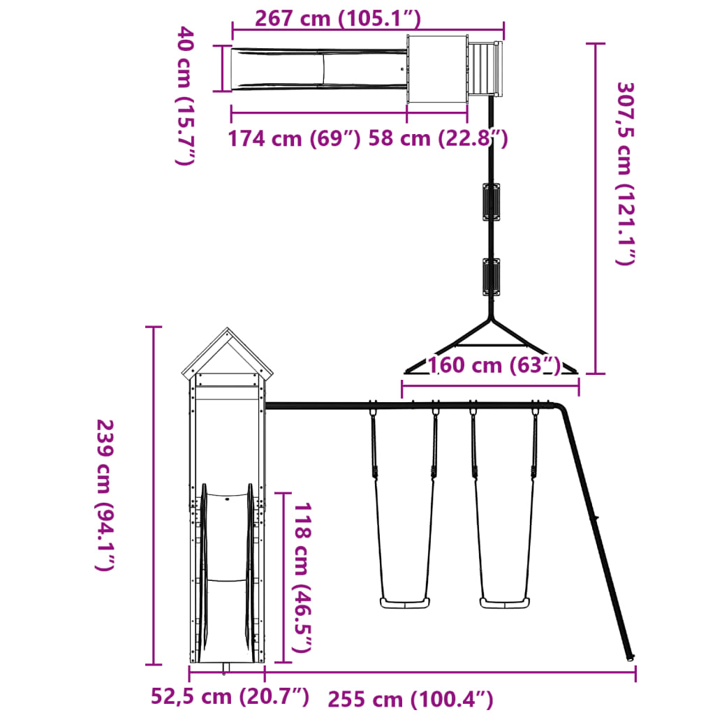 Outdoor Playset Impregnated Wood Pine