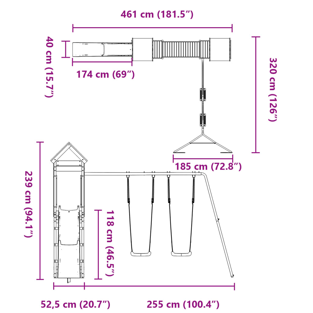 Outdoor Playset Solid Wood Pine