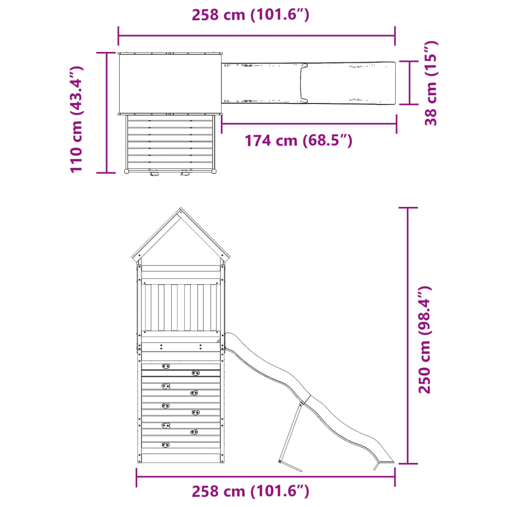 Outdoor Playset Solid Wood Pine