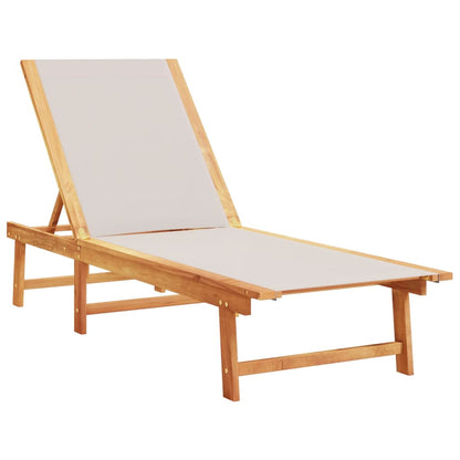 Sun Loungers 2 pcs with Table Grey Solid Wood Acacia and Textilene