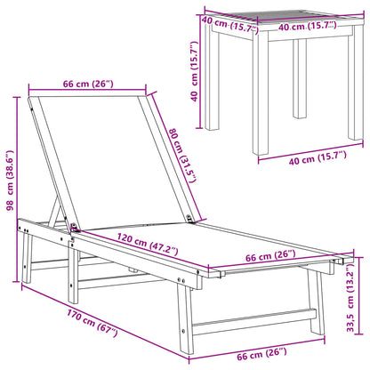 Sun Loungers 2 pcs with Table Taupe Solid Wood Acacia and Textilene