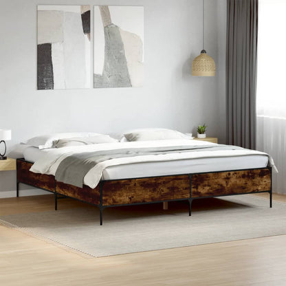 Bed Frame without Mattress Smoked Oak 200x200 cm