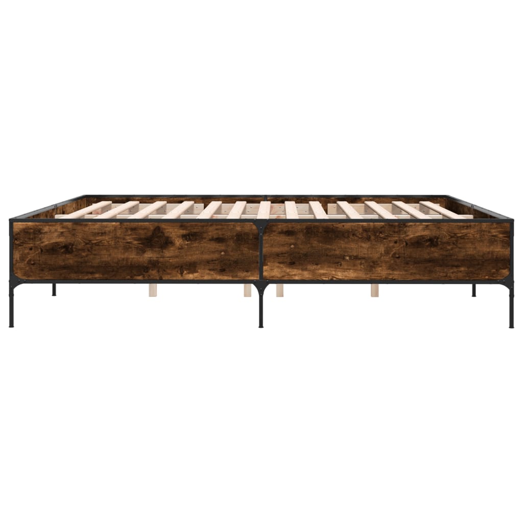 Bed Frame without Mattress Smoked Oak 200x200 cm