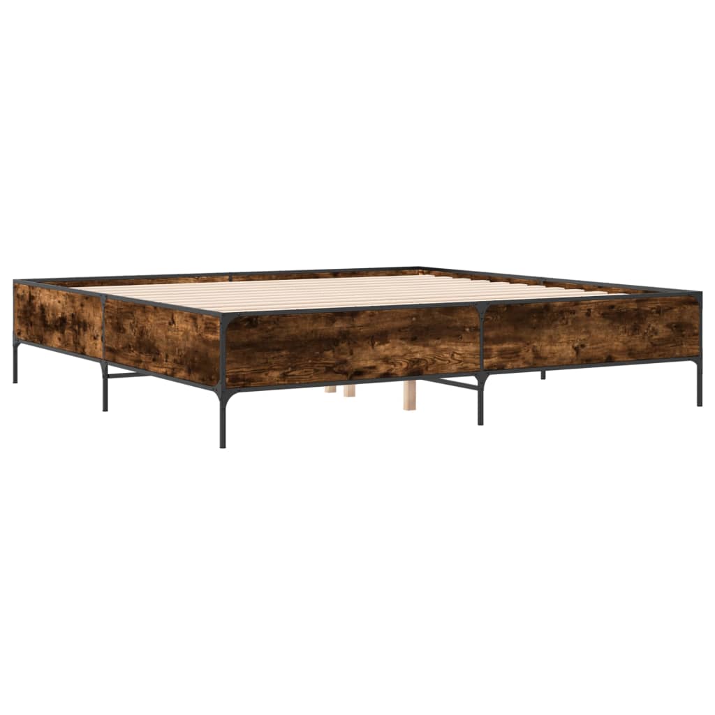 Bed Frame without Mattress Smoked Oak 200x200 cm