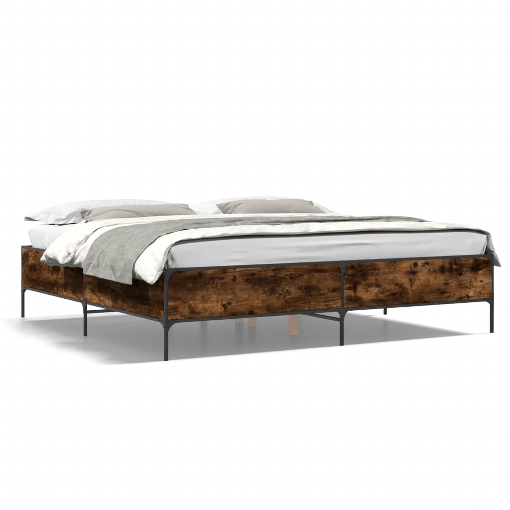 Bed Frame without Mattress Smoked Oak 200x200 cm