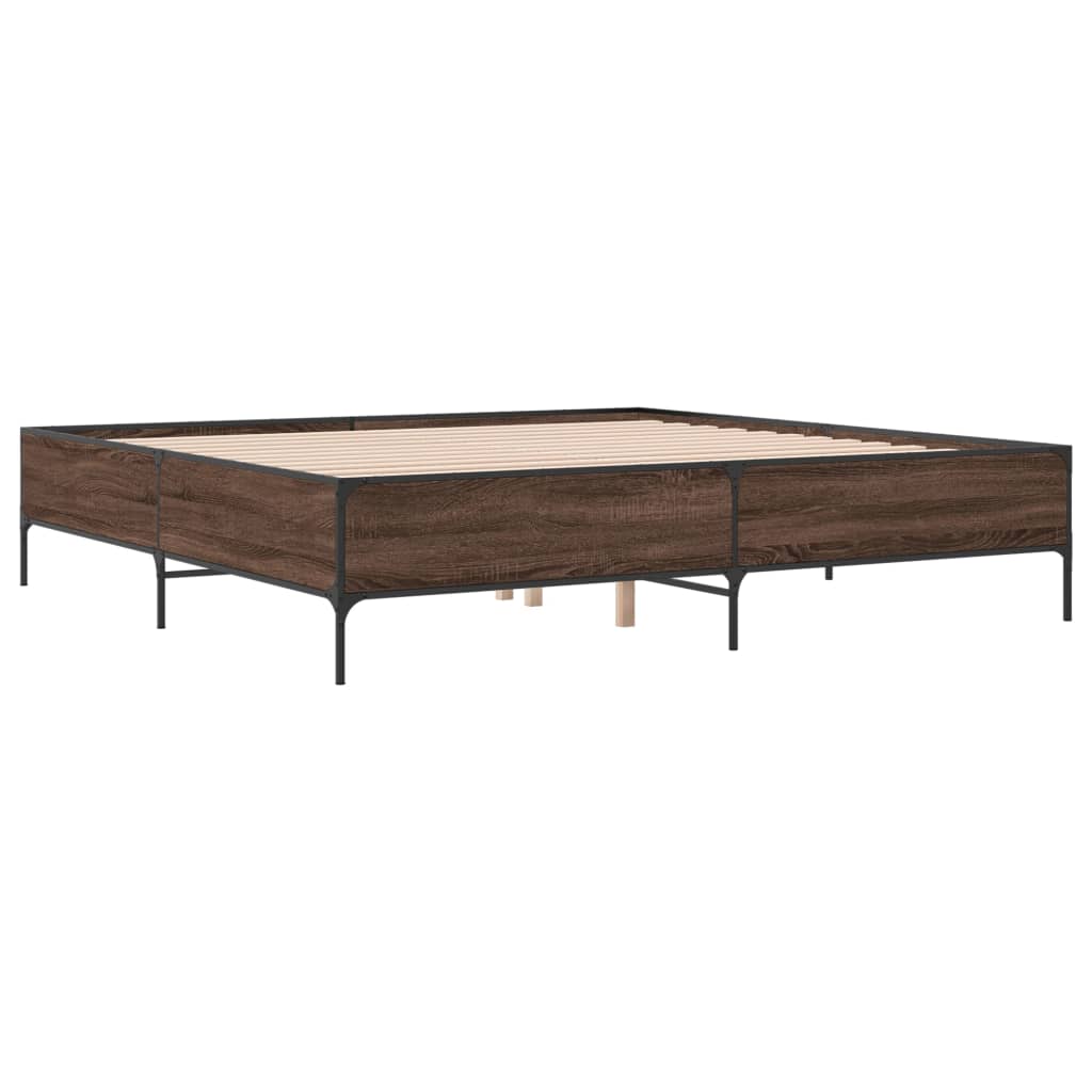 Bed Frame without Mattress Brown Oak 200x200 cm