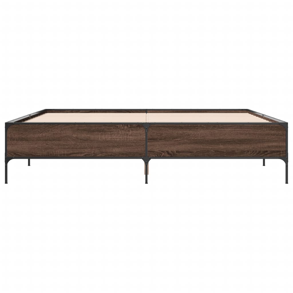 Bed Frame without Mattress Brown Oak 200x200 cm