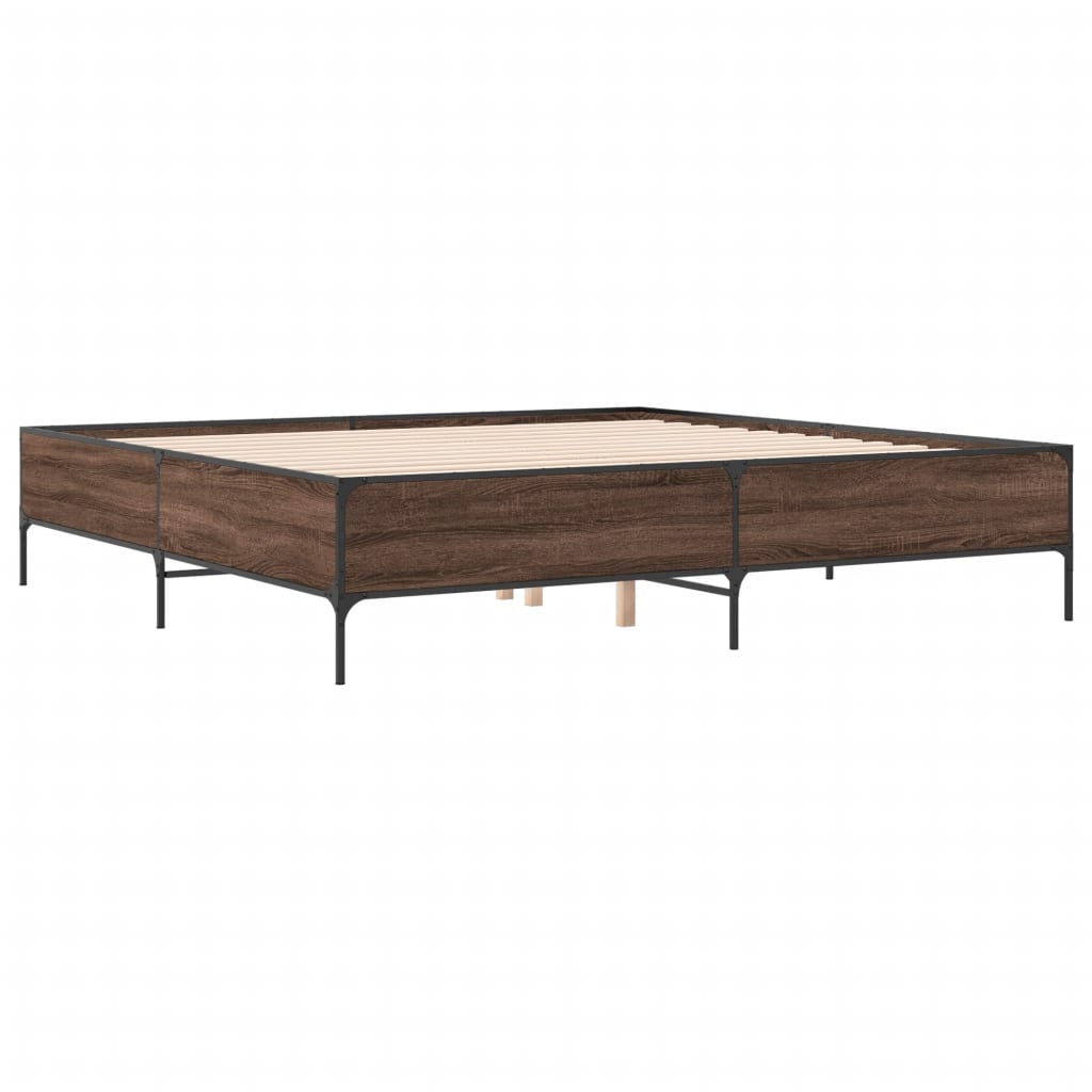 Bed Frame without Mattress Brown Oak 200x200 cm