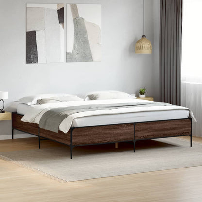 Bed Frame without Mattress Brown Oak 200x200 cm