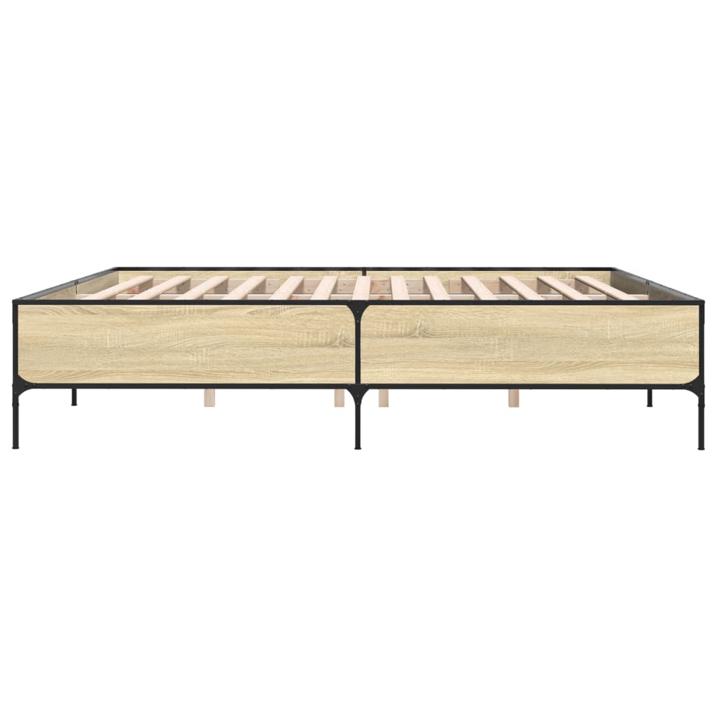 Bed Frame Sonoma Oak 180x200 cm Super King Engineered Wood and Metal