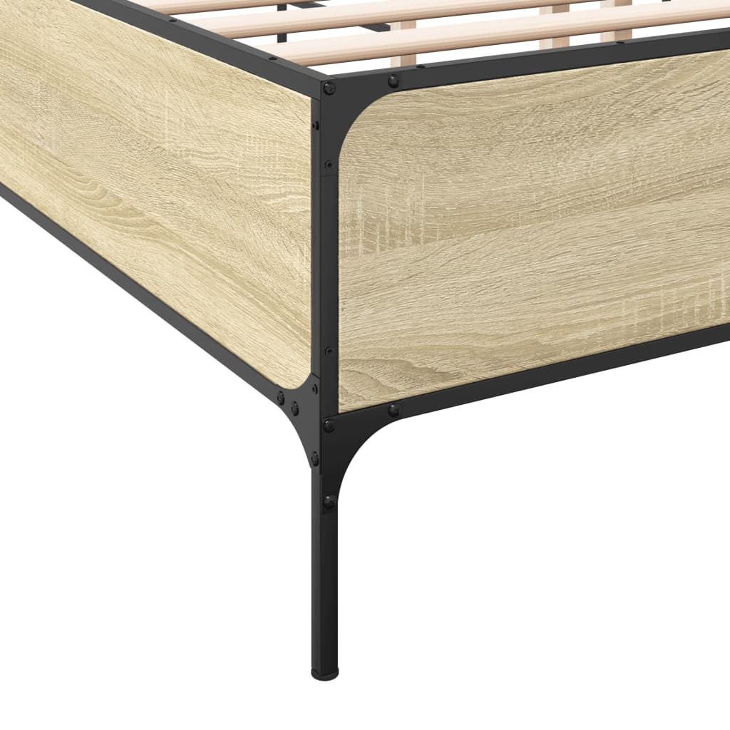 Bed Frame Sonoma Oak 180x200 cm Super King Engineered Wood and Metal