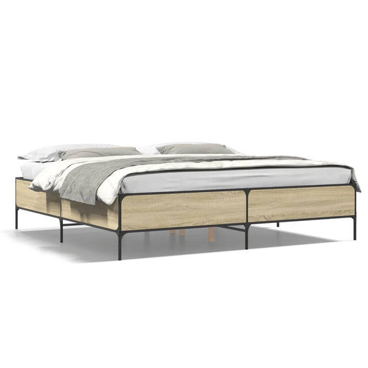 Bed Frame Sonoma Oak 180x200 cm Super King Engineered Wood and Metal