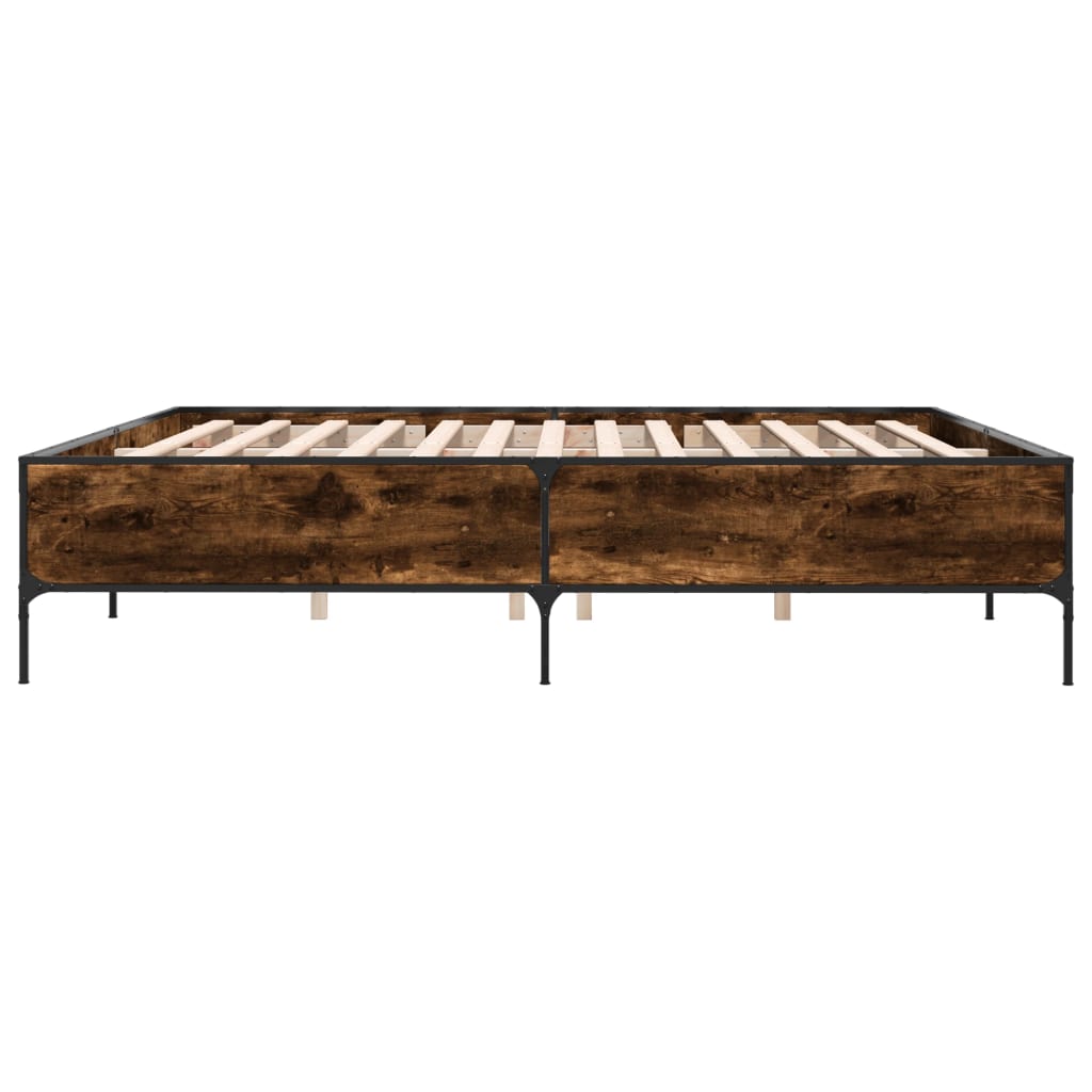 Bed Frame without Mattress Smoked Oak 180x200 cm Super King