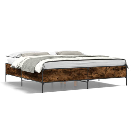 Bed Frame without Mattress Smoked Oak 180x200 cm Super King