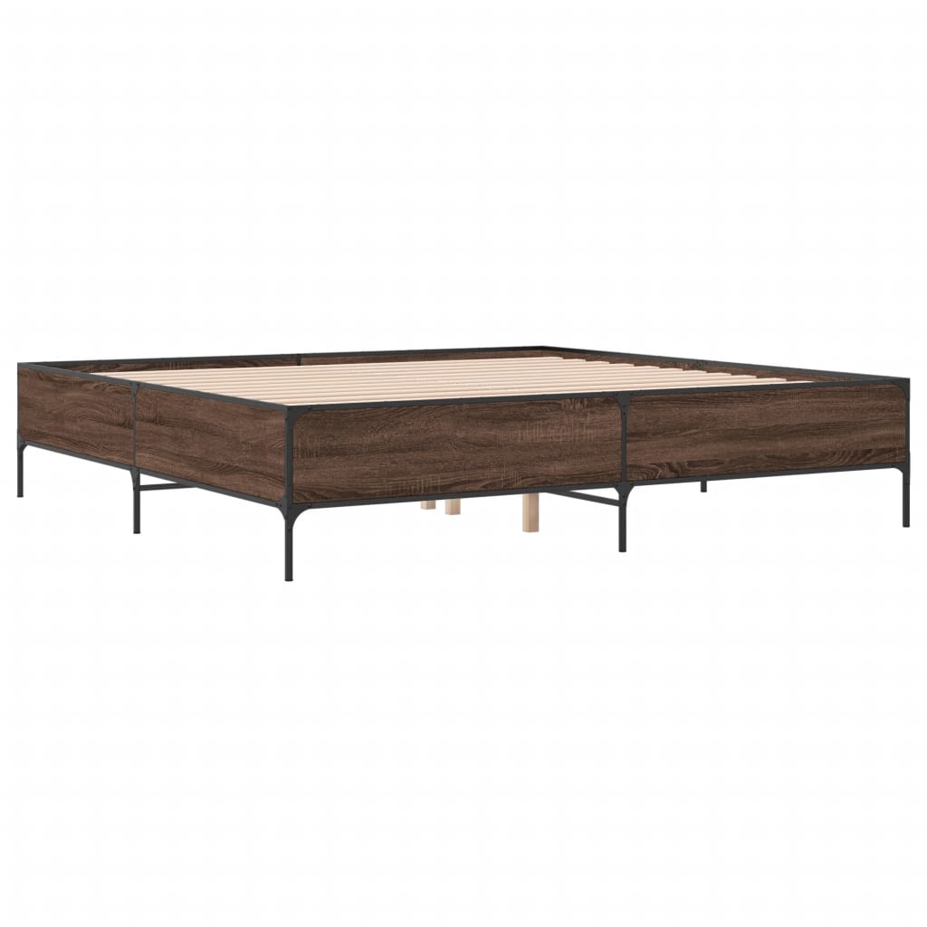 Bed Frame without Mattress Brown Oak 180x200 cm Super King