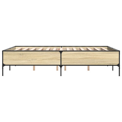 Bed Frame Sonoma Oak 160x200 cm Engineered Wood and Metal