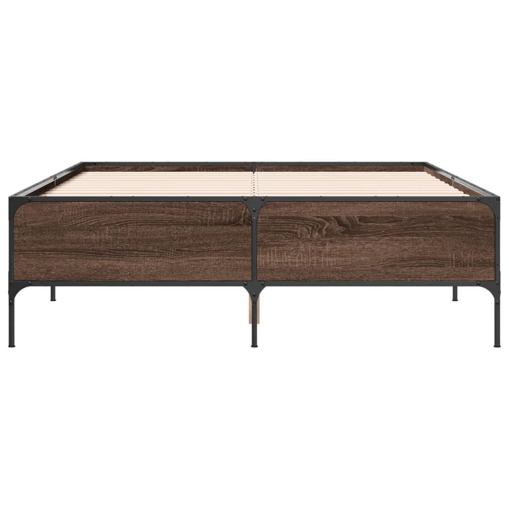 Bed Frame without Mattress Brown Oak 160x200 cm