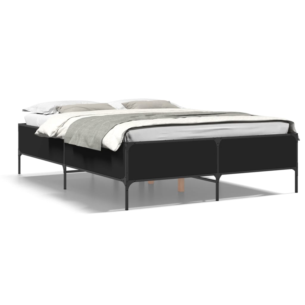 Bed Frame without Mattress Black 150x200 cm King Size