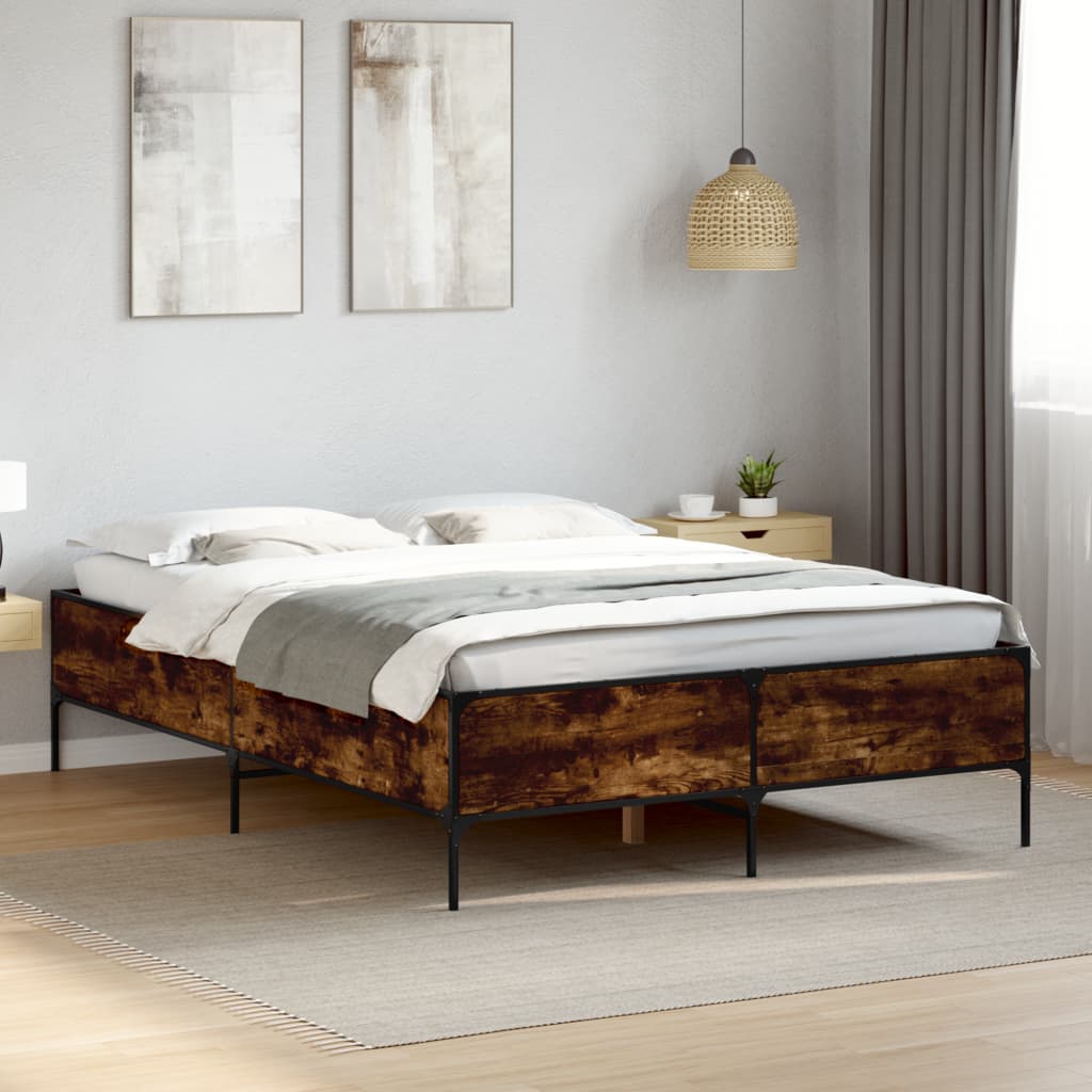 Bed Frame without Mattress Smoked Oak 150x200 cm King Size