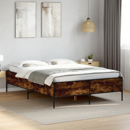 Bed Frame without Mattress Smoked Oak 150x200 cm King Size